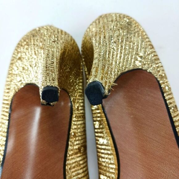 Pierre Dumas Designer Collection 3" Stiletto Point Toe Womans 7.5 Metallic Gold. - Picture 13 of 14